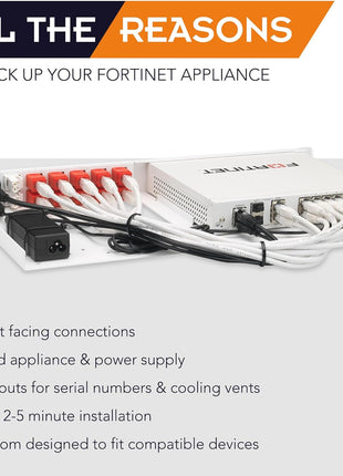 Rackmount.IT Rack Mount Kit for Fortinet FortiGate 80F / 81F / 80F-Bypass – 1U 19" Rackmount – Front-Facing Ports (RM-FR-T15)