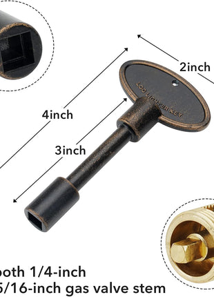 Stanbroil Universal 3-Inch Gas Valve Key Fits 1/4 inch and 5/16 inch Turn Ball Valve for Gas Fire Pits and Fireplaces, Antique Copper