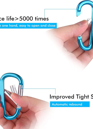 CampTek Carabiner Caribeaner Clip,3 inch Large Aluminum D Ring Shape Carabeaner with Keyring Keychain Hook