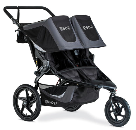 BOB Gear Revolution Flex 3.0 Duallie Jogging Stroller — Graphite Black | Versatile Double Jogger Stroller; All Terrain Stroller With Advanced Suspension & Air-Filled Tires; Car Seat Compatible
