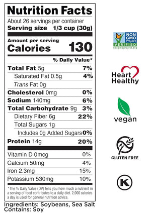 Seapoint Farms Dry Roasted Crunchy Edamame, Plant Based Snack, 14g Protein, 2 Ingredients, Vegan, Gluten Free, Kosher, Keto Friendly, Non-GMO, Healthy Snacking, Sea Salt, 27 oz Jar (Pack of 1)
