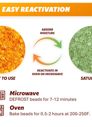 Dry & Dry inch [1 Quart Premium Orange Indicating Silica Gel Desiccant Beads(Industry Standard 3-5 mm) - Rechargeable Silica Gel Beads(2 LBS)