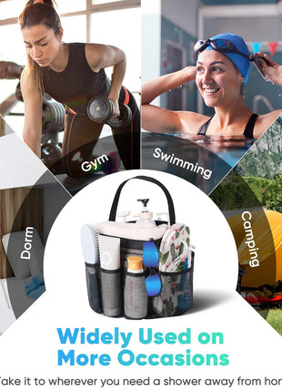 Eudele Mesh Shower Caddy Portable for College Dorm Room Essentials, 8 Pocket Large Capacity Shower Bag for Beach, Swimming, Gym