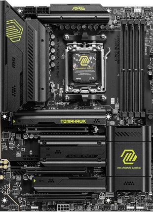 MSI MAG X870 Tomahawk WiFi Gaming Motherboard (AMD Ryzen 9000/8000/7000 Series Processors, AM5, DDR5, PCIe 5.0, M.2 Gen5, SATA 6Gb/s, USB 40Gbps, HDMI/DP, Wi-Fi 7, Bluetooth 5.4, 5Gbps LAN, ATX)