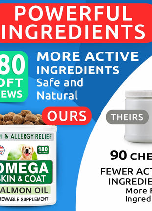BARK&SPARK Allergy Relief Dog Treats + Omega 3 for Dogs Bundle - Fish Oil Chews for Dog Shedding, Skin Allergy, Itch Relief, Hot Spots Treatment - Joint Health - Skin and Coat Supplement