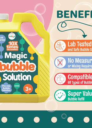 64 oz Iridescent Bubble Solution Refill | Non-Toxic Pre-Mix Bubble Refill Solution No Mixing or Measuring Required | Bubbles for Kids | Bubbles Bulk | Bubble Machine Solution | Giant Bubble Solution