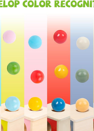Adena Montessori Object Permanence Box with Tray Three Balls Montessori Toys for 6-12 Months Baby (Small Box -Typical)