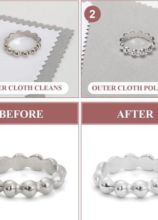PINGMIC 6 Jewelry Cleaning Cloth, Professional Silver Polishing Cloth for Jewelry Sterling Silver Gold Platinum Copper Diamond, Multi-Layer polishing Cloths (11'' x 14'' * 2 Pcs, 4'' x 8'' *4 Pcs)
