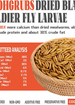 Black Soldier Fly Larvae for Chickens – 100% Natural Non-GMO Grubs, 85X More Calcium Than Dried Mealworms – Clean, Nutritious & Delicious High-Protein Poultry & Bird Treats, 10-lb Box