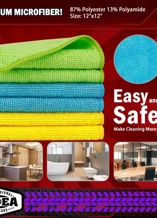 AIDEA Microfiber Cleaning Cloth, 50PK, Microfiber Towels for Cars, Premium Wash Cloths, Dusting Cloth Cleaning Rags, Absorbent Towels for SUVs, House, Kitchen, Window, Cleaning Supplies12×12 inch