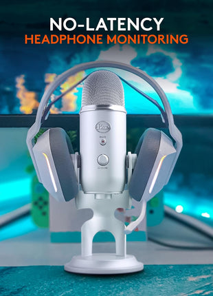 Logitech Creators Blue Yeti USB Microphone for PC, Mac, Gaming, Recording, Streaming, Podcasting, Studio and Computer Condenser Mic with Blue VO!CE Effects, 4 Pickup Patterns, Plug and Play - Silver