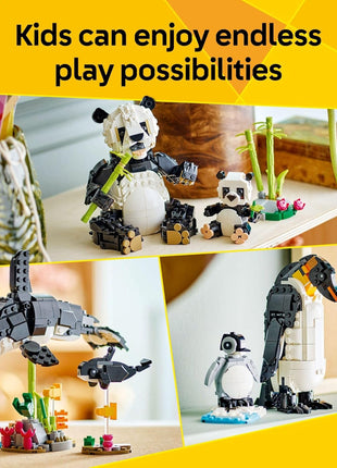 LEGO Creator 3 in 1 Wild Animals Panda Family - Building Toy Kit for Kids with 3 Building Options, Panda, Penguin, or Orca - 8 Year Old Girl & Boy Birthday Gifts - 31165