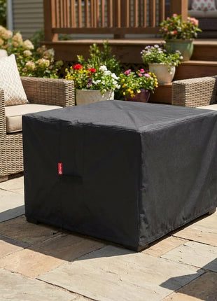 SheeChung Gas Fire Pit Cover Square-Premium Patio Outdoor Cover Heavy Duty Fabric with PVC Coating,100% Waterproof,Anti-Crack,Fits for 29 inch,30 inch,31 inch,32 inch Fire Pit/Table Cover (32 inchL x 32 inchW x 24 inchH,Black)
