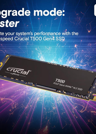 Crucial T500 PCIe Gen4 NVMe 2TB SSD, Up to 7,400MB/s, TLC NAND, Laptop & Desktop (PC) Compatible, for Creatives and Gamers, Solid State Drive, Includes 1Mo Adobe CC – CT2000T500SSD8