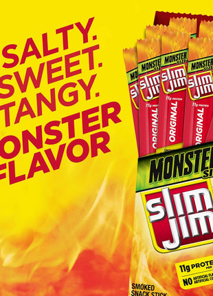 Slim Jim Monster Smoked Meat Sticks, Original Flavor, High Protein Easter Basket Stuffer for Men, 1.94 oz. (18 Count)