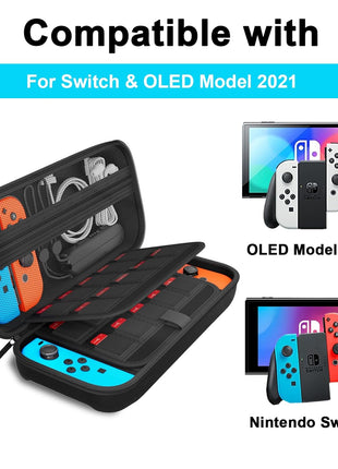 daydayup Switch Carrying Case Compatible with Nintendo Switch/Switch OLED, with 20 Games Cartridges Protective Hard Shell Travel Carrying Case Pouch for Console & Accessories, Black