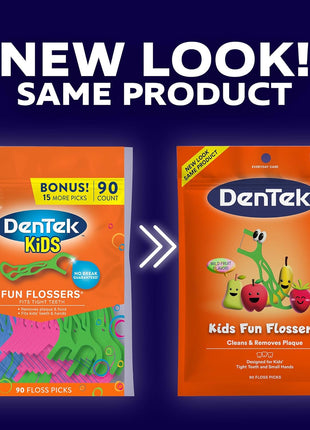 DenTek Fun Flossers ? Kids Floss Picks with Wild Fruit Flavor, 90 Count