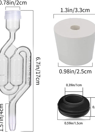Bubble Airlock Set, 4 Airlocks for Fermenting, 4 Drilling #6 Stoppers and 8 Airlock Grommets, Used for Brewing Wine, Beer, Sauerkraut, Pickles, Etc. Fermentation Bubbler Airlock
