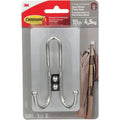 Command X-Large Satin Nickel Triple Hook, 1 Hook, 3 Strips, Damage-Free Hanging Wall Hooks with Adhesive Strips, No Tools Wall Hooks for Hanging Decorations in Living Spaces