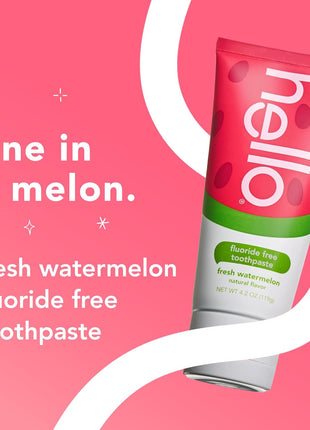 hello Kids Fluoride Free Toothpaste, Fresh Watermelon, 4.2 oz | For Kids of All Ages, Removes Plaque, Polishes and Brightens, Tastes Awesome, Vegan, Gluten Free, SLS Free