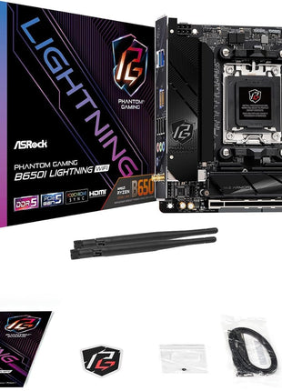 ASRock B650I Lightning WiFi AMD AM5 Mini-ITX Motherboard, Supports AMD Ryzen 9000/8000/7000 Series Processors, DDR5 7200+ (OC), PCIe 5.0 M.2, 2.5G LAN, WiFi 6E, 8+2+1 Power Phase