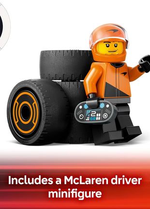 LEGO City F1 Driver with McLaren Race Car Toy - Model Car Building Toy Kit for Kids, Boys and Girls, Ages 6+ - F1 Collectible for Fans - with a Driver Minifigure - Gift Idea for Birthdays - 60442
