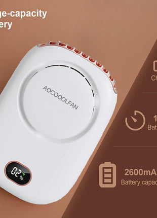 AOCOOLFAN Portable Neck Fan, Mini Small Personal Handheld Fan USB Rechargeable 3 Speed for Girls Boys Woman Eyelash Travel Home Office Outdoor (White)