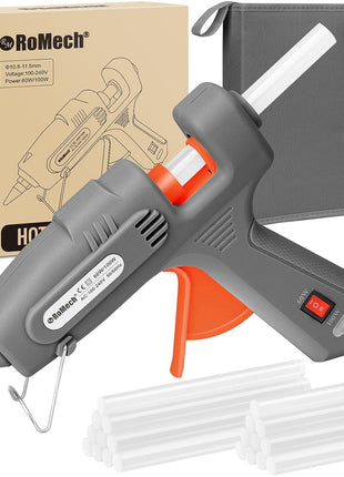 Full Size Hot Glue Gun with 60/100W Dual Power and 21 Hot Glue Sticks (7/16"), Fast Preheating Heavy Duty Industrial Gluegun with Storage Case for Crafting, DIY and Repairs (Gray)