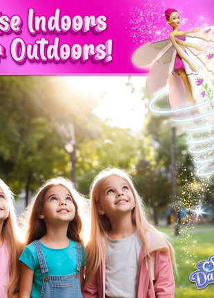 Sky Dancers Flying Doll, Pull-String Toy, No Batteries, Fuchsia Fantasy | Really flies; Pull-string powered; No batteries; Indoor/outdoor play; Screen-free fun; Ages 6+