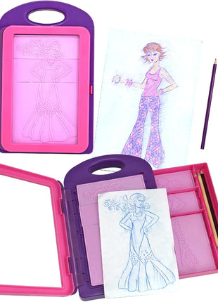 Melissa & Doug Fashion Design Art Activity Kit - 9 Double-Sided Rubbing Plates, 4 Pencils, Crayon - Fashion Plates, Travel Toys for Kids Ages 5+