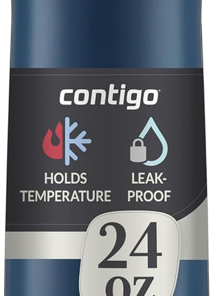 Contigo Cortland Chill 2.0 Blueberry Stainless Steel Water Bottle Vacuum-Insulated Spill-Proof Lid 24oz Ideal for Hot or Cold Drinks Interchangeable Lid Perfect for Kids & Adults