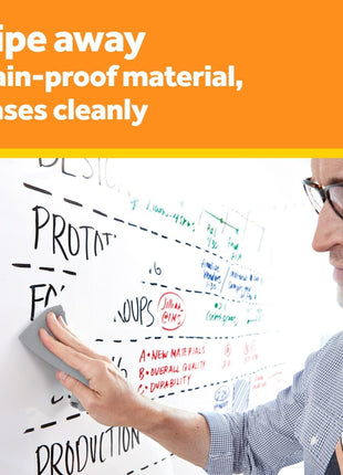 Post-it Dry Erase Whiteboard Film Surface for Walls, Doors, Tables, Chalkboards and More, Removable Sticky White Board , Stain-Proof, Easy Installation, 6 x 4 ft Roll