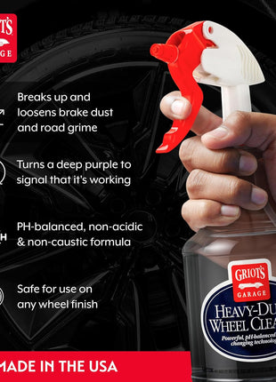 Griot's Garage Heavy-Duty Wheel Cleaner for All Wheel Finishes, Breaks Down and Removes Stubborn Brake Dust and Grime, PH Balanced, Non-Acidic, 11026, 35oz