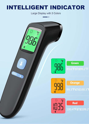 Non-Contact Forehead Thermometer for Adults and Kids, 1 Second Result | Accurate Reading with Large Display, Mute Mode, Memory Recall, Fever Alarm, Easy to use for Home & Hospital