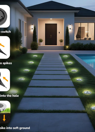 INCX 4.6 inch Solar Lights Outdoor Waterproof,12 Pack Solar Lights for Outside, Solar Garden Lights Landscape Lighting for Patio Pathway Lawn Yard Deck Driveway Walkway, Cold White