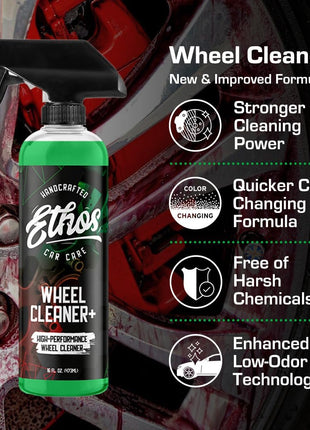 Ethos Wheel Cleaner Spray - Iron Remover Car Detailing - Rim Cleaner Spray Brake Dust, Iron Remover - Color Change Technology - Professional Strength Formula - Brake Dust Remover