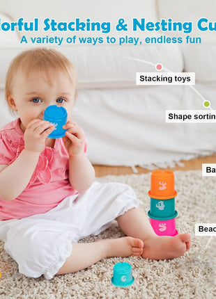 Adena Montessori 6 in 1 Sensory Play Kit 13-18 Months Baby | Made for newborns to build motor skills & hand-eye coordination, it brings diverse sensory play with smooth wooden toys.