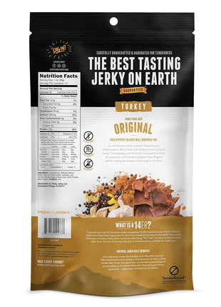 Perky Jerky Original Turkey Jerky, 14oz - Low Sodium - 10g Protein per Serving - Low Fat - 100% U.S. Sourced - Handcrafted, Tender Texture and Bold Flavor