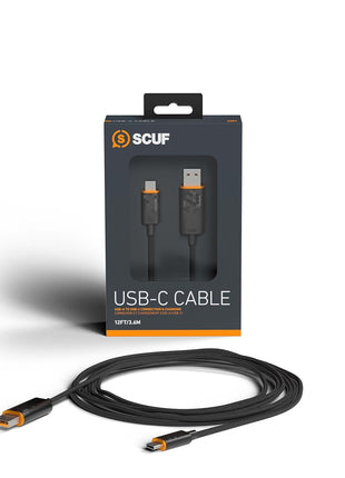 SCUF Braided USB-C Cable - Black 6 feet / 2 Meters USB Type C Connection and Charging for Xbox Controllers, PS5 Controllers, and Smart Phones - Xbox Series X;