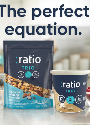 Ratio Trio Coconut Almond Granola Cereal, 1g Sugar, Keto Friendly, 8 oz Resealable Bag