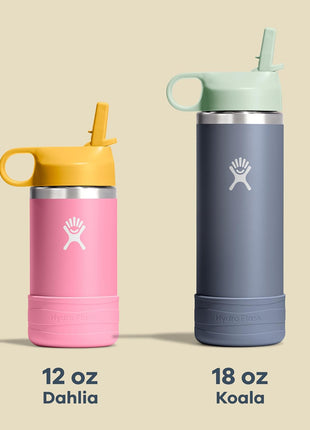 Hydro Flask Kids Water Bottle for School - Stainless Steel and Insulated with Straw Cap - 18 Oz in Seaspray Blue