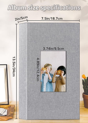 Artfeel Photo Album 4x6 with 300 Pockets,Slip-in Picture Albums,Linen Cover Memory Book with Front Window,White Page Vertical Photo Book for Wedding,Family,Anniversare,Baby,Vacation,Father's Day
