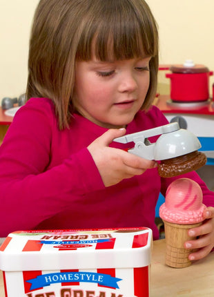 Melissa & Doug Scoop and Stack Ice Cream Playset, Magnetic Wooden Toys & Pretend Play Kitchen Accessories, Preschool Learning Toys for Girls & Boys 3+ - FSC Certified