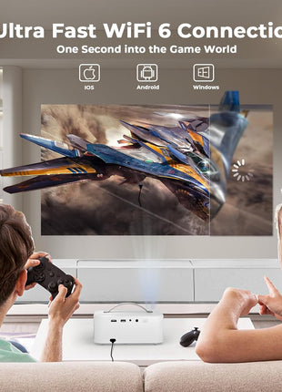 Outdoor-Projector [Official-Apps & 3000 Brightness & 50W Dolby Audio] 4K-Projector with WiFi and Bluetooth, AI Movin 2.0 OS Smart-Projector, AI Auto Focus, Lisowod Portable Proyector for Bedroom/Home