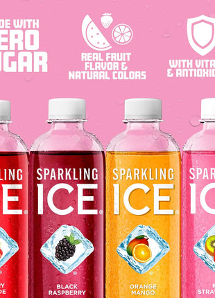 Sparkling Ice Purple Variety Pack, Flavored Water, Zero Sugar, with Vitamins and Antioxidants, 17 fl oz, 12 count (Black Raspberry, Cherry Limeade, Orange Mango, Kiwi Strawberry)