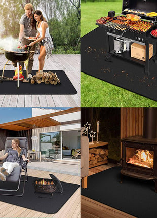 UBeesize Large 65 x 48 inches Under Grill Mat for Outdoor Grill,Double-Sided Fireproof Grill Pad for Fire Pit,Indoor Fireplace Mat Fire Pit Mat,Oil-Proof Waterproof BBQ Protector for Decks and Patios