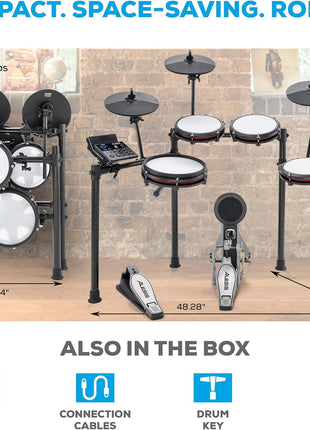 Alesis Nitro Max Electric Drum Set | 10" Dual-Zone Snare, 8" Toms, 10 "Cymbals, Quiet Mesh Heads, Bluetooth, 440+ BFD Sounds, USB MIDI, Drumeo, for Beginners