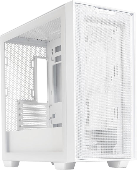 ASUS A21 White Micro ATX PC Case Supports BTF Hidden Connector Technology, Graphics Cards up to 380mm, 360mm Coolers, & ATX PSUs, Includes Porous Front-Panel mesh and Cable Management Compartment