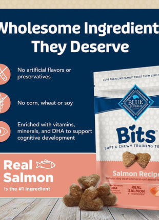 Blue Buffalo Bits Soft Dog Treats for Training, Made with Natural Ingredients & Enhanced with DHA, Salmon Recipe, 4-oz Bag (Pack of 6)