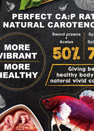 Ultra Fresh Betta Fish Food, Pro Shrimp Patties, 50% Sword Prawns + Akiami Paste Shrimps, All Natural Protein, Rich in Calcium, for Betta's Healthy Development and Cleaner Water, 0.7 oz